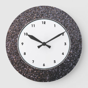 Grande Horloge Ronde Black faux glitter graphic