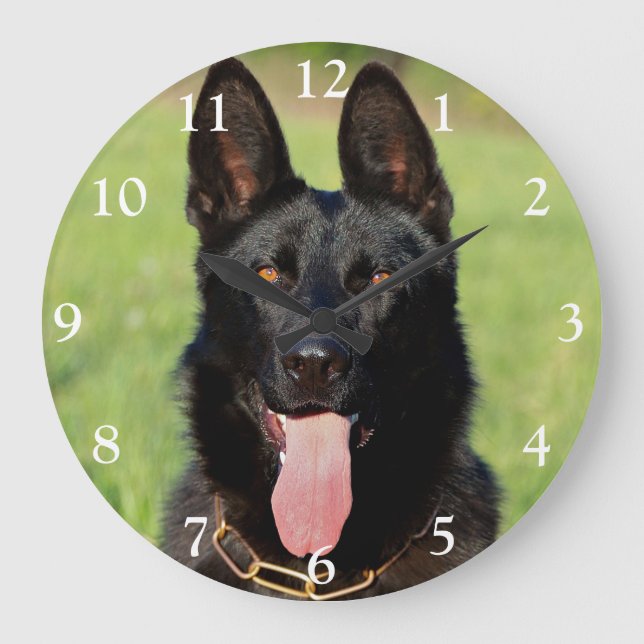 Grande Horloge Ronde Black German Shepherd Dog (Recto)