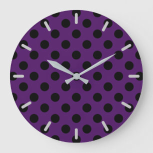 Grande Horloge Ronde Black polka dots on plum purple