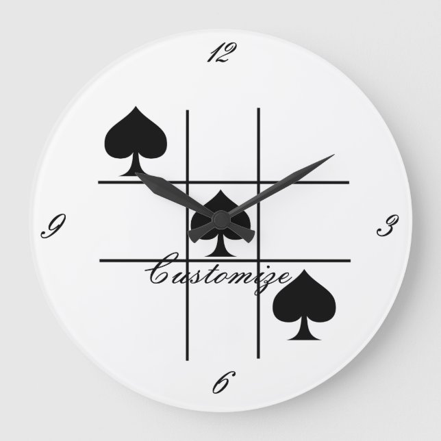 Grande Horloge Ronde Black Spades Tic Tac Toe Thunder_Cove (Recto)