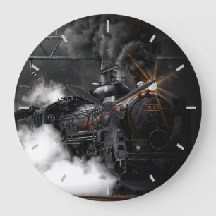 Grande Horloge Ronde Black Steam Train