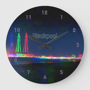 Grande Horloge Ronde Blackpool Beach Lights la nuit,  