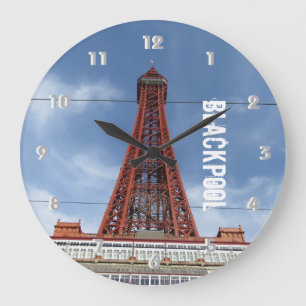 Grande Horloge Ronde Blackpool Tower Et Day Sky