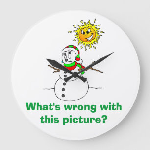 Grande Horloge Ronde Blague de bonhomme de neige Qu'est-ce qui ne va pa