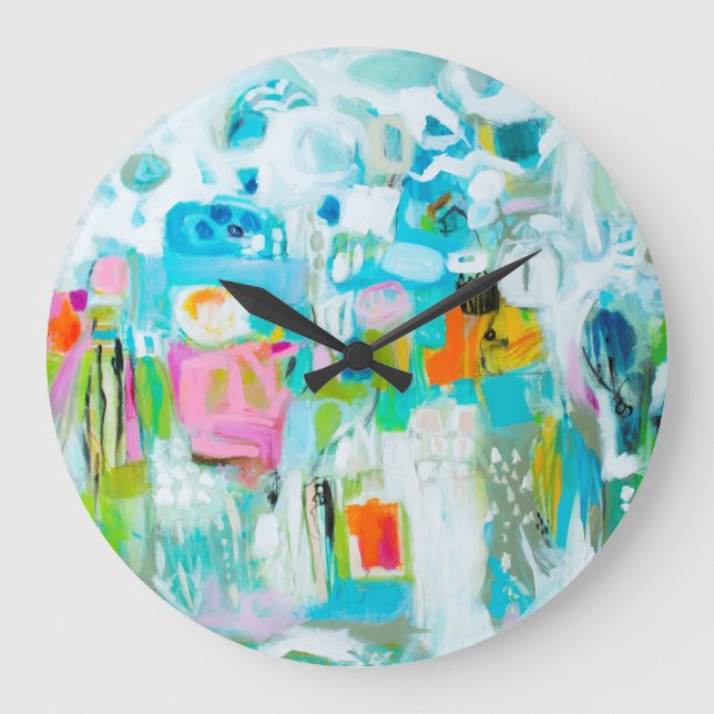 Grande Horloge Ronde Bleu abstrait (Recto)