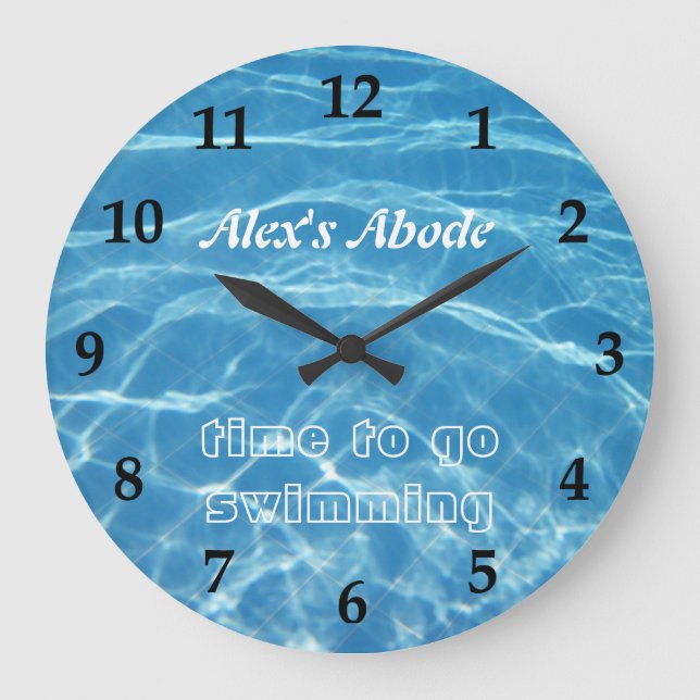 Grande Horloge Ronde Bleu Aquatique Piscine d'eau douce Cool clair (Recto)