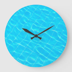 Grande Horloge Ronde bleu de texture de l'eau de sport de piscine de
