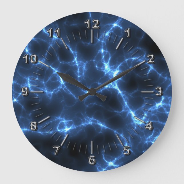 Grande Horloge Ronde Bleu Électrique (Recto)