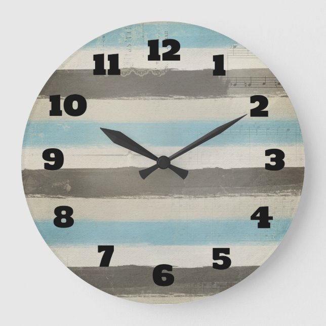 Grande Horloge Ronde Bleu et Brown en aquarelle (Recto)