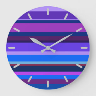 Grande Horloge Ronde Bleu et violet bandes horizontales