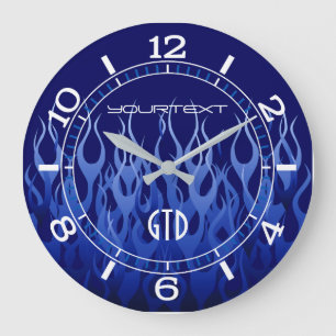 Grande Horloge Ronde Bleu frais personnalisé sur le bleu emballant des