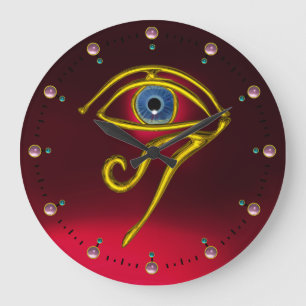 Grande Horloge Ronde BLEU TALISMAN, Rubis rouge