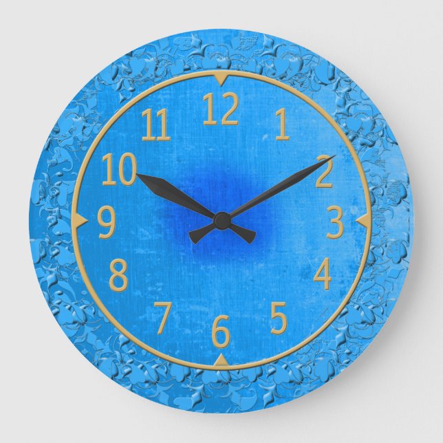 Grande Horloge Ronde Bleu vintage et or (Recto)