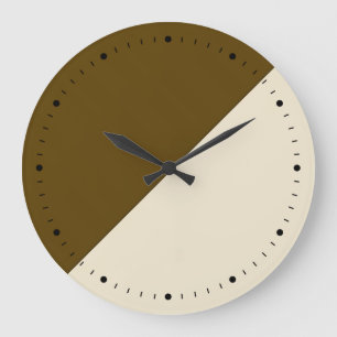 Grande Horloge Ronde Bloc d'art café et crème