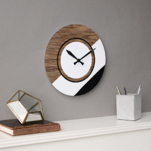 Grande Horloge Ronde Blocage Contemporain De Tailles Cerclées Sur Faux 
