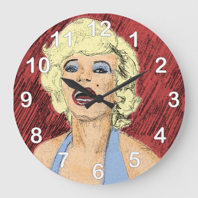 Grande Horloge Ronde Blonde des années 1950 en robe bleue (Recto)