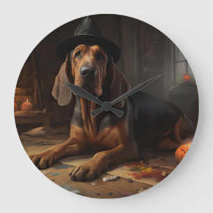 Grande Horloge Ronde Bloodhound Citrouilles Halloween effrayant