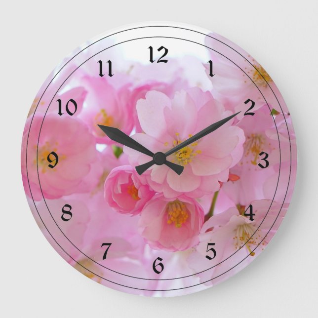Grande Horloge Ronde Blossoms de Pastel Pink (Recto)