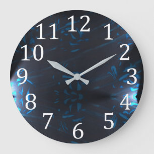 Grande Horloge Ronde Blue Abstract Pattern