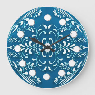 Grande Horloge Ronde Blue and White Decorative Icing Wall Clock