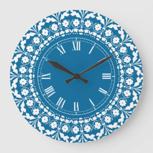 Grande Horloge Ronde Blue and White Elegant Kitchen Clock