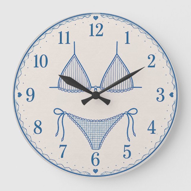 Grande Horloge Ronde Blue Bikini Line Art Beach Fashion (Recto)