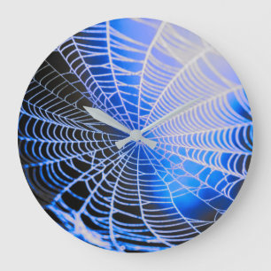 Grande Horloge Ronde Blue Black Creepy Spooky Spider Web