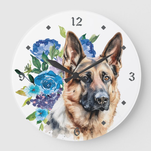 Grande Horloge Ronde Blue Floral Bouquet (Recto)