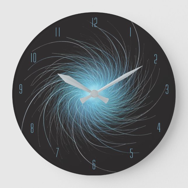 Grande Horloge Ronde Blue Fractal Swirl (Recto)