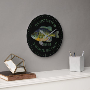 Grande Horloge Ronde Blue Gill Meilleur Moment Pour Aller Pêcher