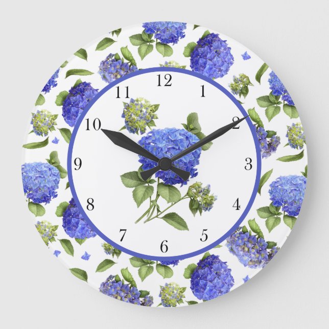Grande Horloge Ronde Blue Hydrangeas (Recto)