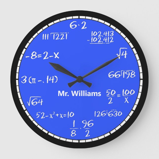 Grande Horloge Ronde Blue Math Equations Custom (Recto)