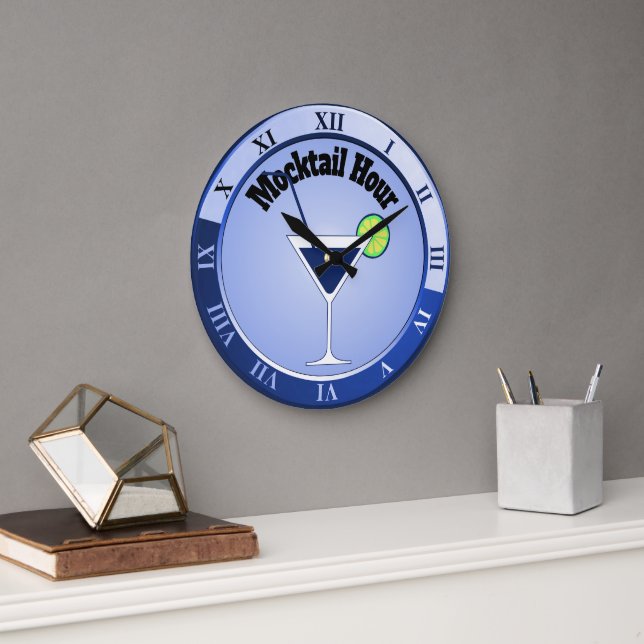 Grande Horloge Ronde Blue Mocktail Hour Bar Clock (Bureau)