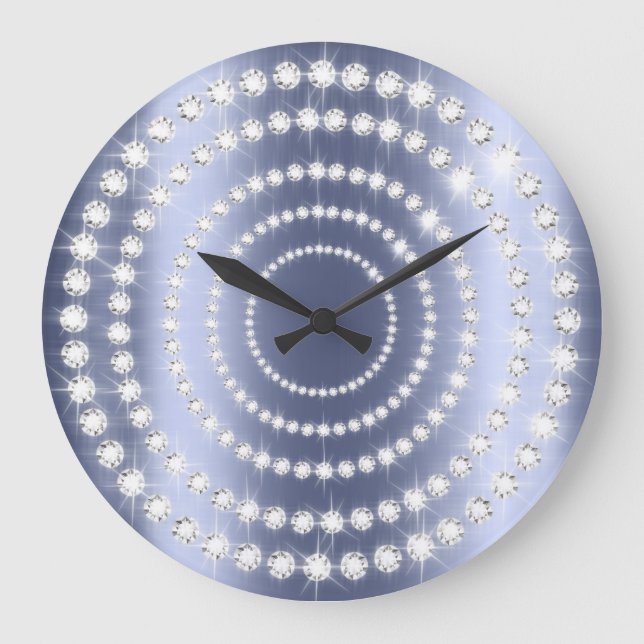 Grande Horloge Ronde Blue Navy Vip Grey Silver Diamond Infinité (Recto)