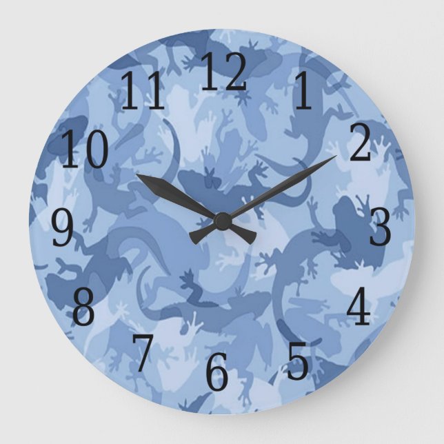 Grande Horloge Ronde Blue Reptile Camouflage Round Clock (Recto)