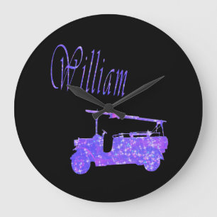Grande Horloge Ronde Blue Sparkle William, Name, Logo, 