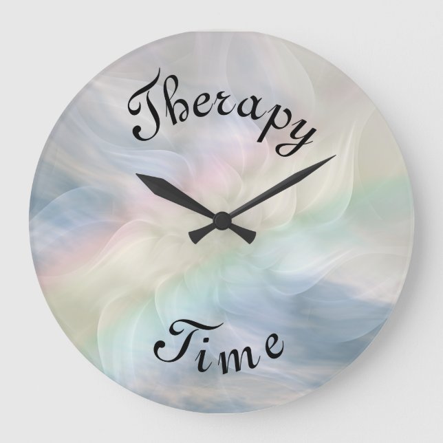 Grande Horloge Ronde Blue Therapy Time Rainbow Mandala (Recto)