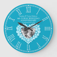 Blue topaz photo heart 4th wedding anniversary