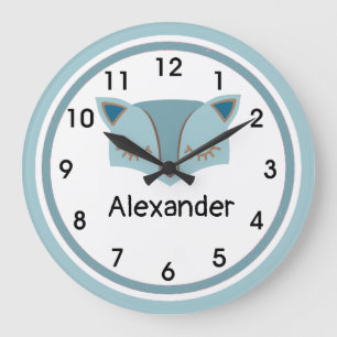 Grande Horloge Ronde Blue Woodland Fox Face