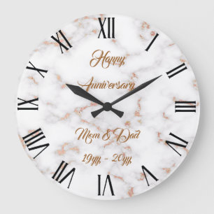 Grande Horloge Ronde Blush de Luxe Pailleté Rose Marbre Blanc Personnal
