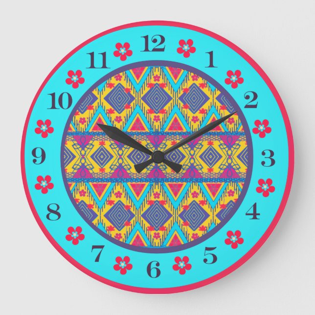 Grande Horloge Ronde Boho Island Tribal (Recto)