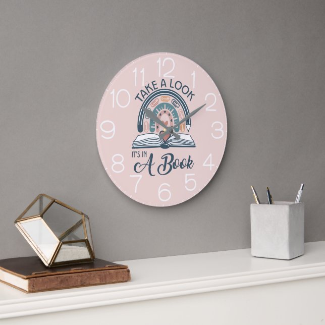 Grande Horloge Ronde Boho Rainbow Library Lecture C'est dans un livre (Bureau)