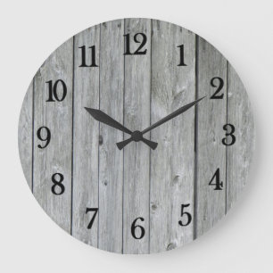 Grande Horloge Ronde Bois de grange d'aspect authentique magnifique
