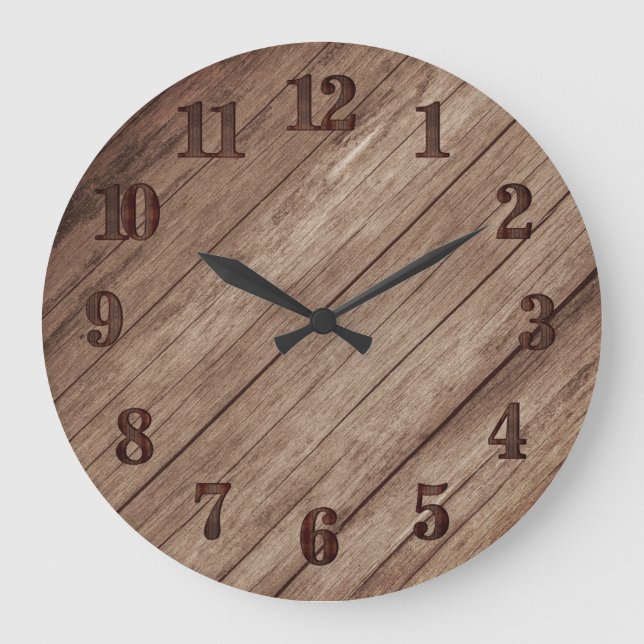 Grande Horloge Ronde Bois de grange de campagne simple (Recto)