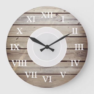 Grande Horloge Ronde Bois de plage rustique