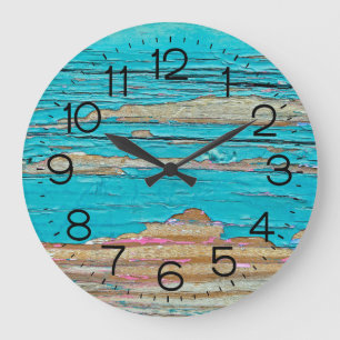 Grande Horloge Ronde Bois de Shabby Chic
