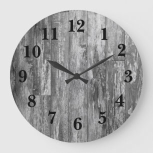 Grande Horloge Ronde Bois Patiné rustique