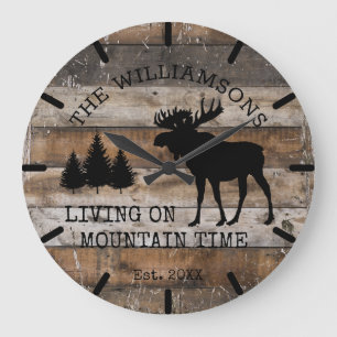 Grande Horloge Ronde Bois rustique en détresse Vivre à l'heure de la mo