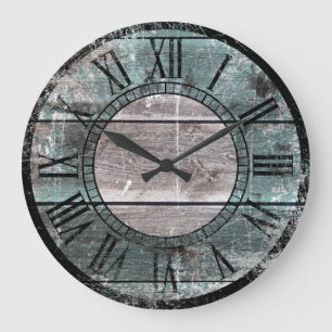 Grande Horloge Ronde Bois rustique (vert)
