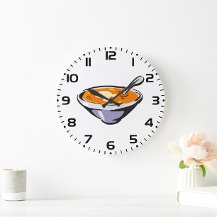 Grande Horloge Ronde Bol soupe de tomate avec cuillère